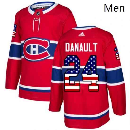 Mens Adidas Montreal Canadiens 24 Phillip Danault Authentic Red USA Flag Fashion NHL Jersey